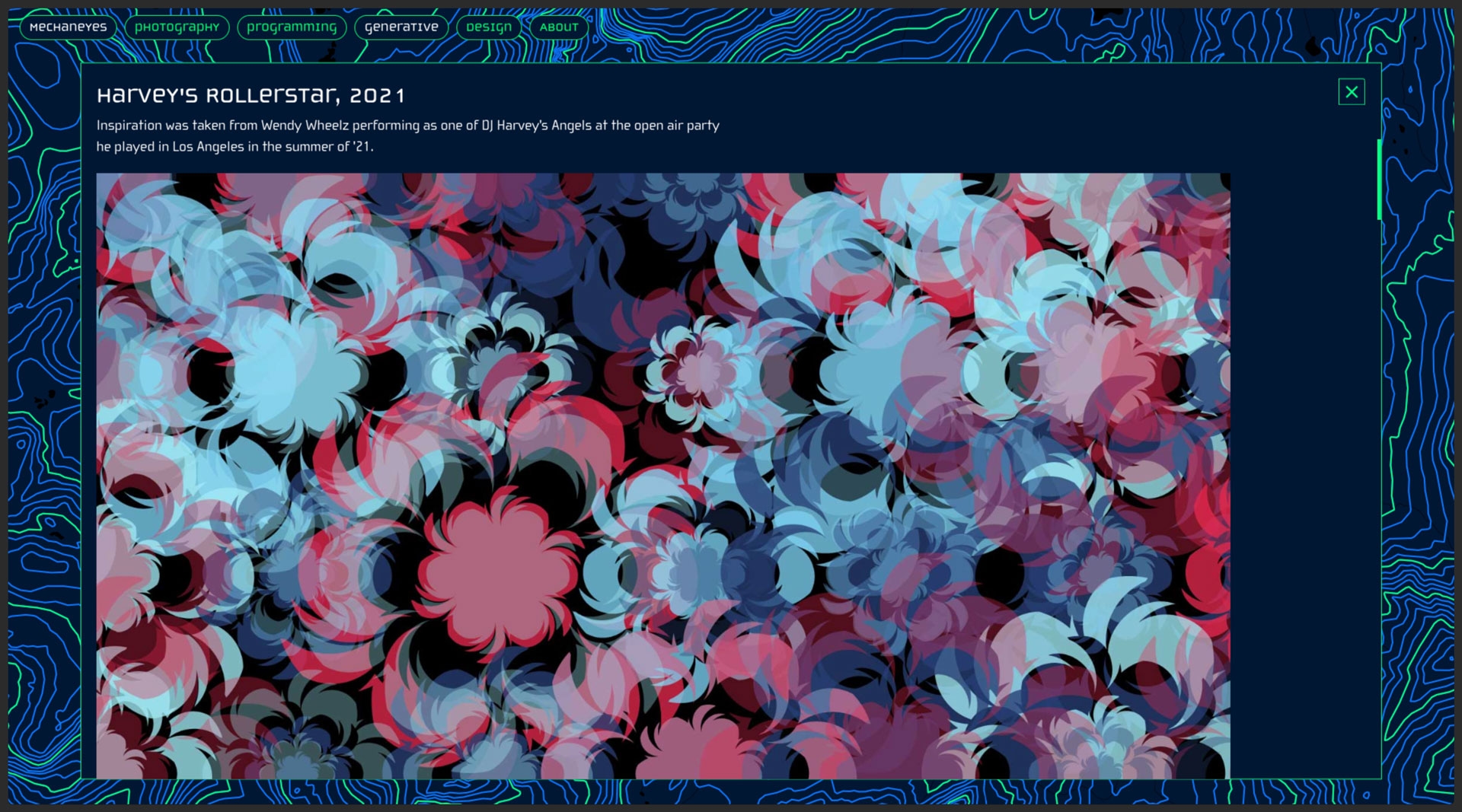 Mechaneyes Desktop Screenshot. Abstract image with floral pattern.