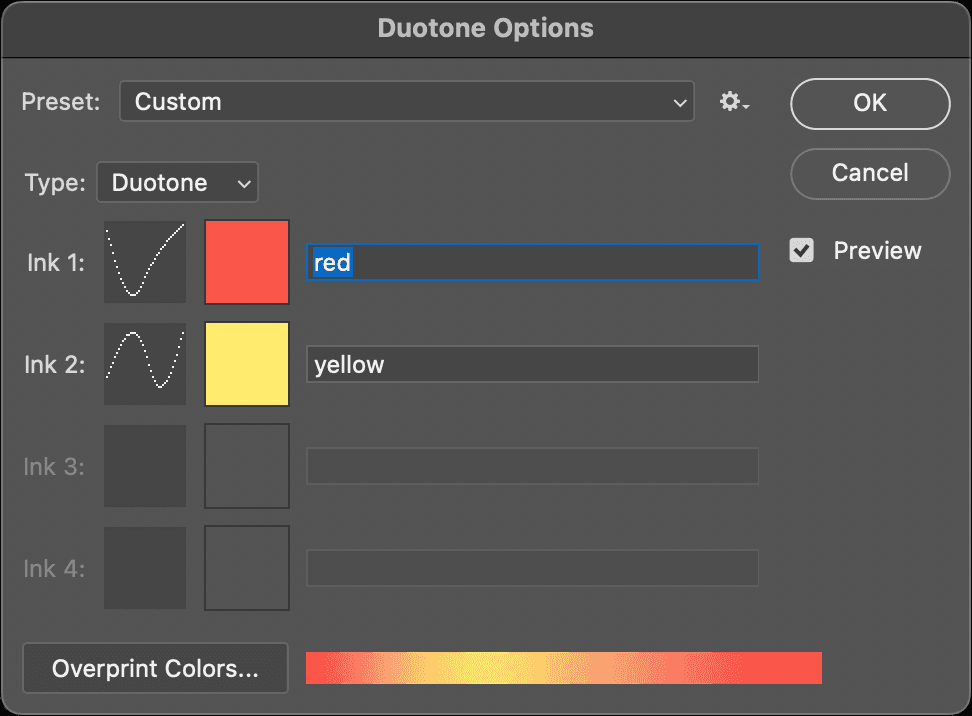 Screenshot of Duotone Options in Photoshop