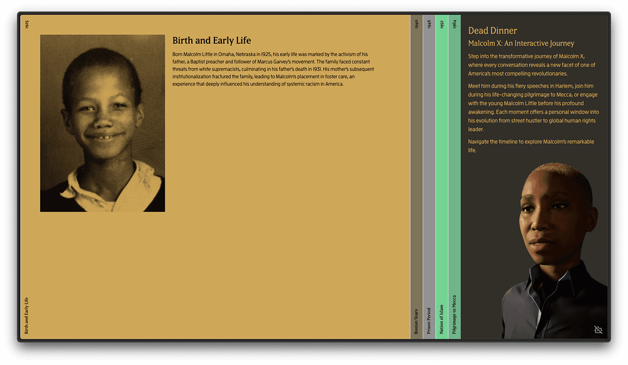 Dead Dinner Desktop Screenshot. Birth and Early Life page.