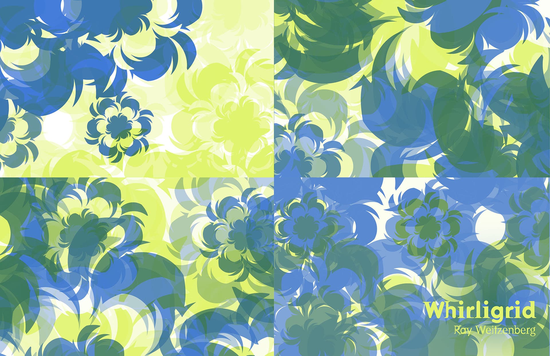 Color study of the design layout which went to print. Here I'm using lime and cornflower blue